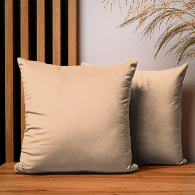 Obrázok produktu pre MG Design, dvojica vankúšových poťahov, 40 x 40 cm, svetlohnedá farba – so zipsom, jemná a hladká s jemným leskom, ľahká údržba a dlhá životnosť
