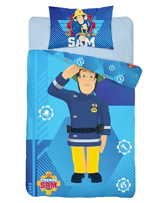 Image de Detexpol Literie bébé en coton Fireman Sam, 135x100 cm, bleu