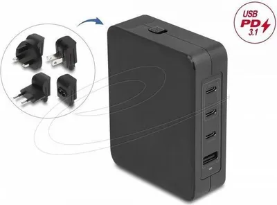 Immagine prodotto di DELOCK DeLOCK 145Watt Strømforsyningsadapter 3xUSB-C + 1xUSB-A