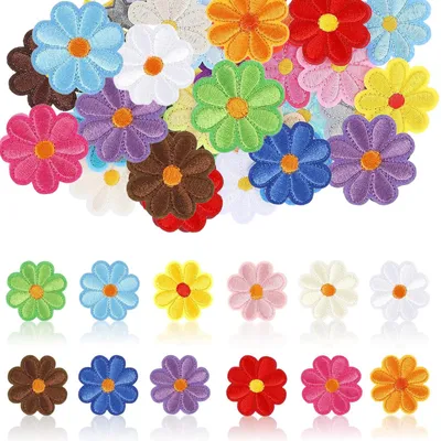 72 Aufbügel-Patches Blumen, 4,2 cm, bunt, für Kleidung & DIY