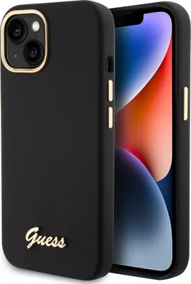 Produktbild von Guess iPhone 15 Plus & iPhone 14 Plus Back cover case - Script metal logo & frame - Black