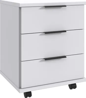 Produktbild von Jugendzimmer-Rollcontainer 46 cm breit in weiß, mit 3 Schubladen NOLI-43