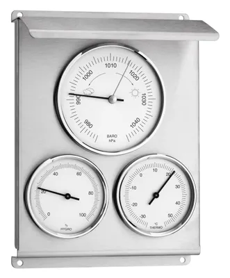 Produktbild von TFA-Dostmann 20.2010.60, Metallisch, Außen-Barometer, Außen-Hygrometer, Außen-Thermometer, Barometer, Hygrometer, Thermometer, Barometer, Hygrometer, Thermometer, Edelstahl, 970 - 1050 kPa
