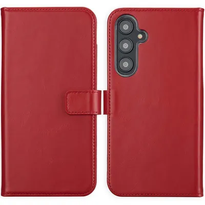 Imagen del producto de Funda de Cuero Auténtico tipo Libro para Samsung Galaxy S24 FE - Rojo