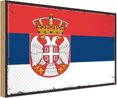 Produktbild von vianmo Holzschild 30x40 cm Serbiens Retro Serbia Flagge Fahne Wappen