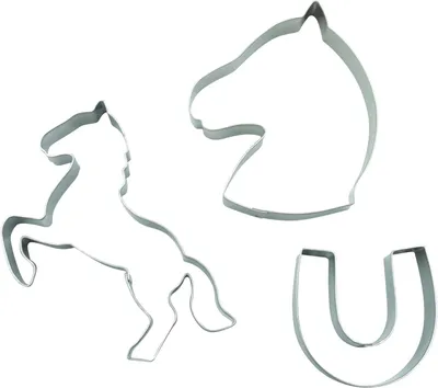 Produktbild von Ausstecher "Pferd" – Set mit 3 Stück – Hufeisen & Pferdekopf – Ideal zum Ausstechen von Keksen