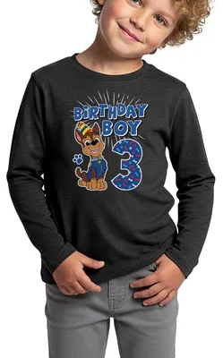 Produktbild von Spreadshirt Paw Patrol Chase 3 Jahre Alt 3. Geburtstag Kinder Premium Langarmshirt, 110/116 (4 Jahre), Anthrazit meliert