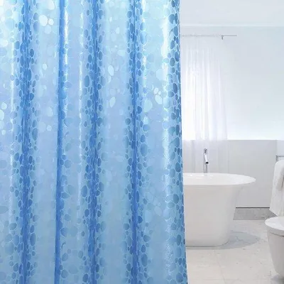 Zdjęcie produktu dla Antybakteryjna i wodoodporna zasłona prysznicowa – 183 x 200 cm – niebieska – EVA
