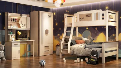 Produktbild von Schlafzimmer Jugend Kinder Zimmer Set Modern Schrank Kommode Tisch Neu 2tlg.