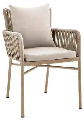 Produktbild von Gartenstuhl Stapelstuhl Metall mit Kissen für den Außenbereich beige
