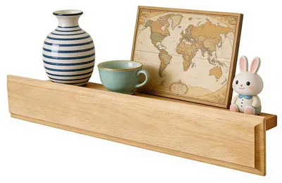 Image de Étagère murale en bois massif de chêne, 40 cm, idéale pour différents espaces