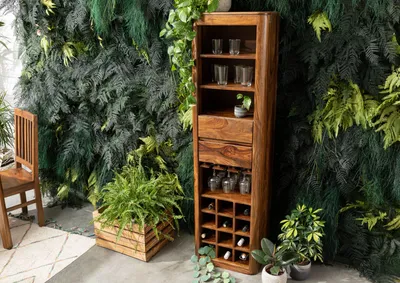 Produktbild von MASSIVMOEBEL24 Weinregal Sheesham 50x36x180 walnuss gewachst TORONTO #249