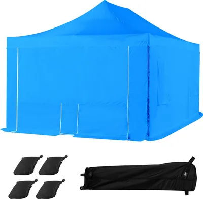 Image de SucceBuy Tente de cabine de peinture portable (587x398x178 cm) pour les travaux de pulvérisation, imperméable et pliable, avec 4 fenêtres en filet pour l'aération - idéale pour les pièces de voiture, les meubles et les motos, protection contre la pulvérisation en bleu