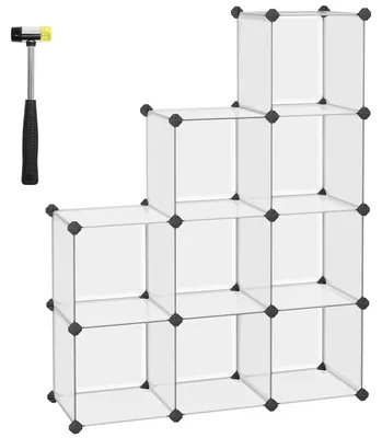 Wandregal, weiß, 93x31x123 cm, 9 Fächer, 243 l, PP-Kunststoff