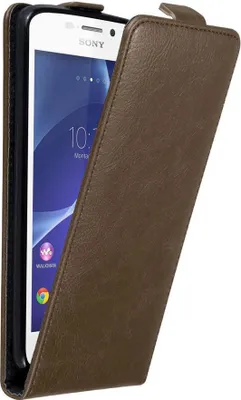 Produktbild von Cadorabo Hülle für Sony Xperia M2 / M2 AQUA Schutz Hülle in Braun Flip Etui Handyhülle Case Cover