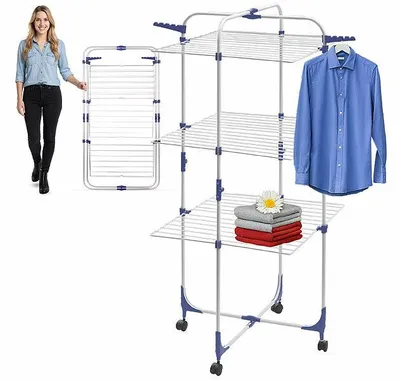 Image de Étendoir à linge 3 étages sur roulettes