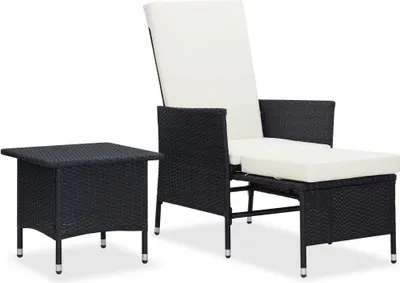 Produktbild von ZMH 2-tlg. Garten-Lounge-Set mit Kissen Poly Rattan Schwarz