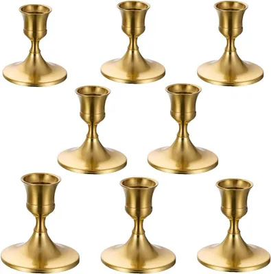 Produktbild von Goldene Kerzenständer, elegante Kerzenhalter, Metall-Kerzenhalter für Stumpenkerzen, Vintage-Kerzenständer für Hochzeiten, Partys