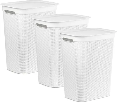 Produktbild von Rotho 3er-Set Wäschesammler 50 L Brisen - Wäschekorb 43,1 x 34 x 52,9 cm - Wäschebox mit Deckel und Griffen - Wäschetruhe groß - Wäschetonne aus Kunststoff
