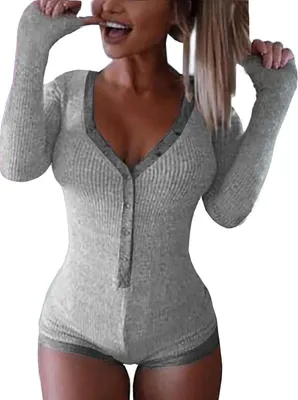 Obrázok produktu pre Dámske body tmavošedé s dlhými rukávmi a gombíkovým výstrihom L