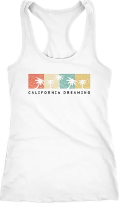 Produktbild von Damen Tank-Top California Dreaming Summer Party Palmen Palms Retro Vintage Racerback Tank Top Neverless® weiß S
