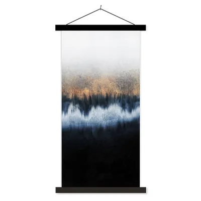 Produktbild von MuchoWow® Textilposter Abstrakt - Gold - Luxus - Blau 40x80 cm mit schwarzem Rahmen - Wandemalerei