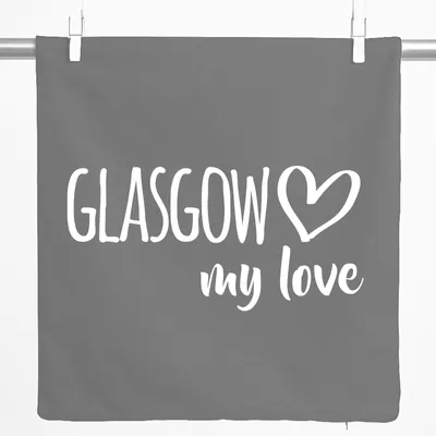 Produktbild von Huuraa Kissenbezug Glasgow my love 40x40cm Steel Grey Baumwolle Dekokissenbezug Geschenkidee