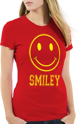 Produktbild von style3 Smiley Face Damen T-Shirt Emoji Gamer Kostüm, Farbe:Rot, Größe:M