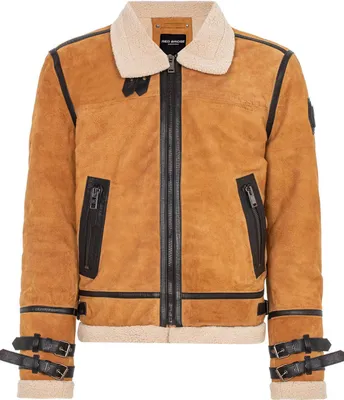 Produktbild von Red Bridge Herren Lederjacke BALBOA Jacke Winterjacke Fellkragen Premium Vintage Camel XL