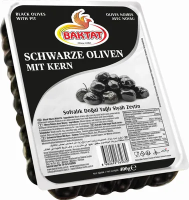 Produktbild von 12x BAKTAT 400g - Sofralık Doğal Yağlı Siyah Zeytin - naturbelassene ölige schwarze Oliven
