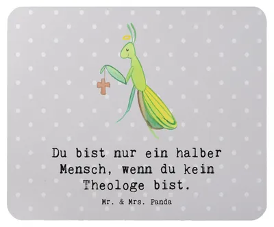 Produktbild von Mr. & Mrs. Panda Mousepad Theologe Herz - Grau Pastell - Geschenk, Mouse Pad, mousematte, computermatte, Mauspad, laptop