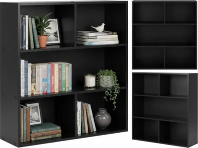 Image de Étagère noire à trois niveaux pour salon, chambre