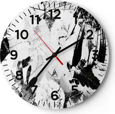 Produktbild von Wanduhr - Rund - Glasuhr - Abstraktion modern - 30x30cm - Schleichendes Uhrwerk - Lautlos - zum Aufhängen bereit - Dekoration Modern - Wanddekoration aus Glas - C4AR30x30-3509
