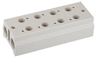 Produktbild von Riegler Mehrfach-Grundplatte für 3/2-Wegeventile, 4 Positionen, M5, G 1/8