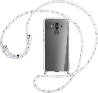 Produktbild von Handykette Backcover-Schutzhülle mit Band (Metall silberfarben) für Huawei Mate 10 Pro - weiß/grau