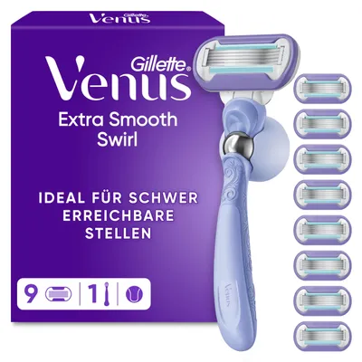 Immagine prodotto di Rasoio da donna Gillette Venus Deluxe Smooth Swirl, rasoio da donna + 9 lamette con lama a 5 pieghe, regalo per donne