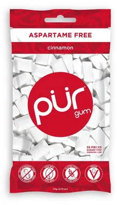 Zdjęcie produktu dla PÜR naturalna guma do żucia bez aspartamu, cynamon, 55 szt