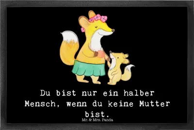 Produktbild von Mr. & Mrs. Panda Schmutzmatte Mutter Herz 40 x 60 cm - Schwarz - Geschenk, fußmatte, Fussmatte, Schuhabstreifer, Schmutzfangmatte, Türmatte
