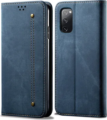 Produktbild von Galaxy S20 FE Hülle, LaimTop Denim Leder Brieftasche Magnetverschluss Flip Bookstyle Schutzhülle mit Standfunktion für Samsung Galaxy S20 FE Blau