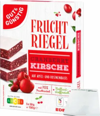 Produktbild von G&G Fruchtschnitte Cranberry Kirsch (14x 5x30g) Packung + usy Block
