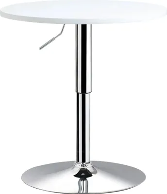 Image de Table de bar/debout - Rond, hauteur réglable - Diamètre 60 cm - Hauteur 69-93 cm - Pied antidérapant - Blanc