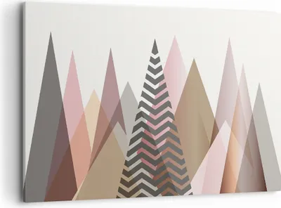 Produktbild von Bild auf Leinwand - Leinwandbild - Einteilig - Berge Dreiecke Abstraktion - 120x80cm - Wand Bild - Wanddeko - Wandbilder - Leinwanddruck - Bilder - Wanddekoration - Leinwand bilder - AA120x80-4402