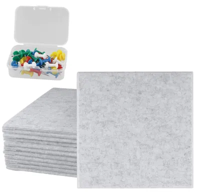 Image de Omgoods - 12 panneaux autocollants en feutre pour tableau d'affichage - 30 x 30 cm, gris