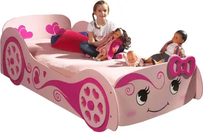 Image de Vipack Autobett Pretty Girl rose (Love Car Bed), rose