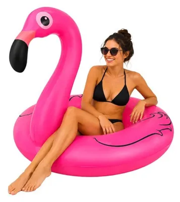 Immagine prodotto di Anello gonfiabile a forma di fenicottero da 102 cm – Galleggiante da piscina in PVC resistente