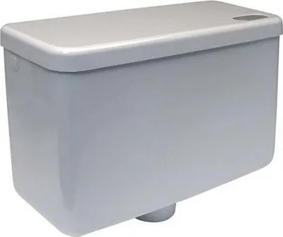 A white toilet cistern on a white background.