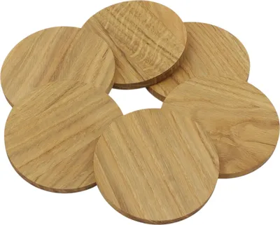 Produktbild von Tassenuntersetzer aus Holz, 10 Stück, aus Eichensperrhol, Durchmesser 9 cm