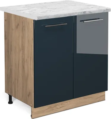 Obrázek produktu pro Skříňka pod dřez Vicco Fame-Line Tmavě modrá s vysokým leskem 80 cm , PD Mramor, Model 48859