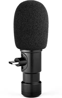 Produktbild von Andoer Plug-on Typ C Smartphone-Mikrofon Video-Mikrofon mit 3,5-mm-Monitorschnittstelle Windschutzscheibe fuer Smartphone-Videoaufzeichnung Online-Streaming Sining