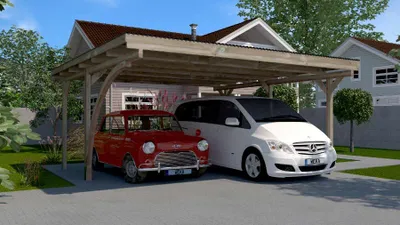 Produktbild von WEKA Flachdach-Doppelcarport 616 aus Holz Carport Unterstand Überdachung Flachdach